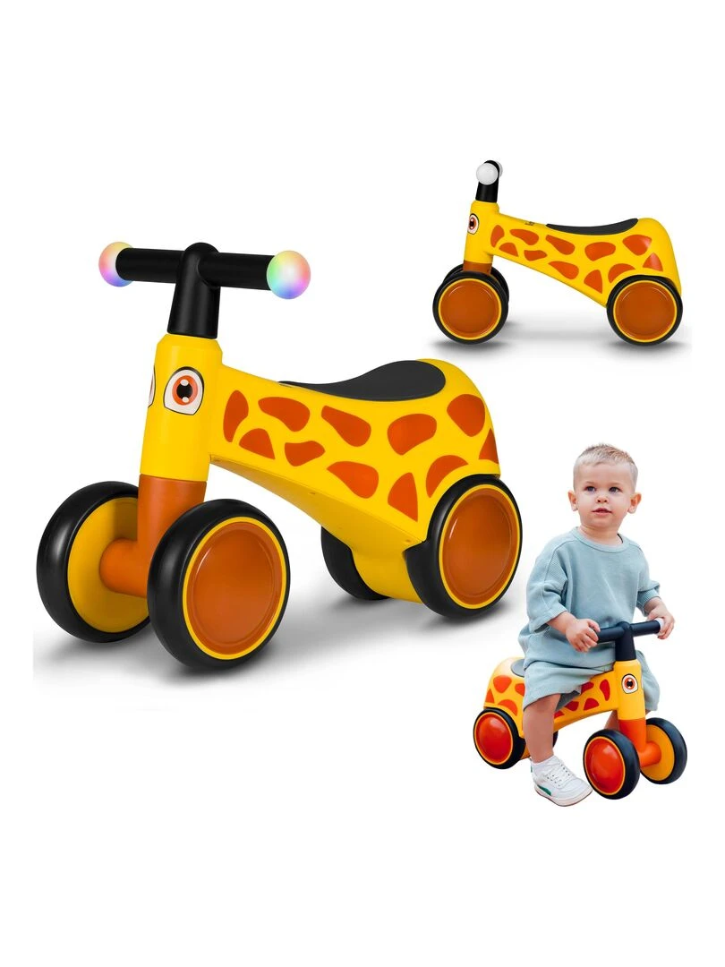 LIONELO Sammy Vélo enfant Draisienne à 4 Roues Lumières colorées 1 3 ans Jusqu'à 30 kg Jaune