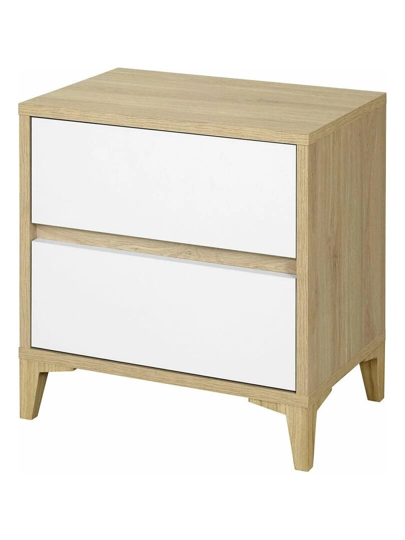Chevet 2 tiroirs Kira AKITEN RETAIL Blanc Beige Blanc