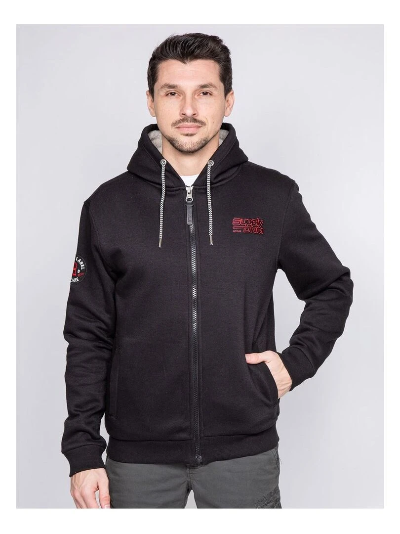 Sweat zippé capuche WARMUP Noir