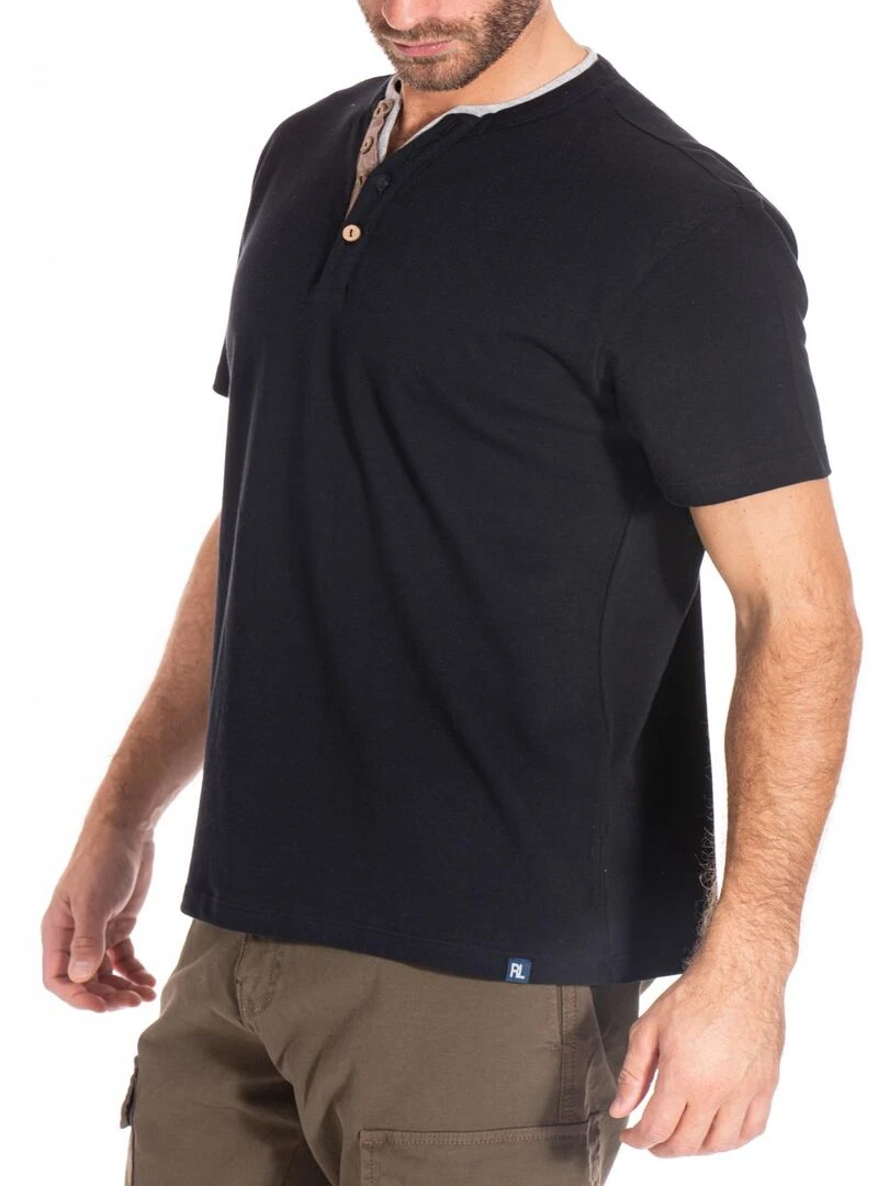 T shirt col tunisien ASA 'Rica Lewis' Noir