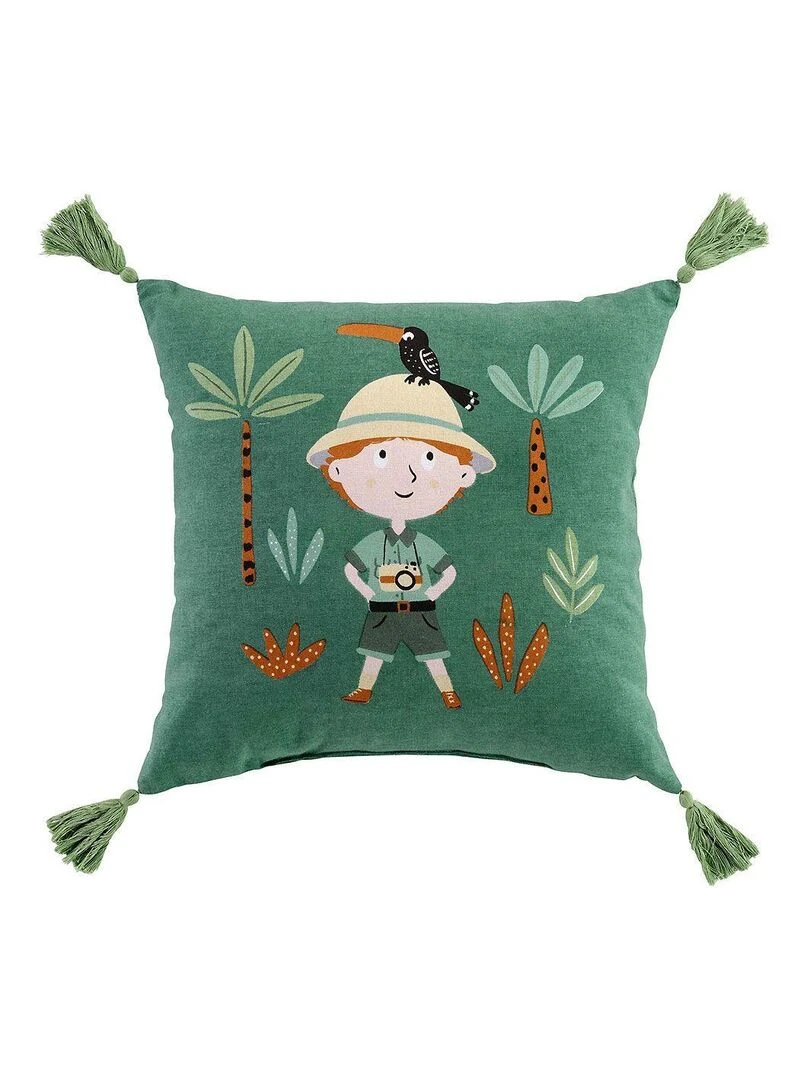 Coussin déco Leo L'Explorateur Vert