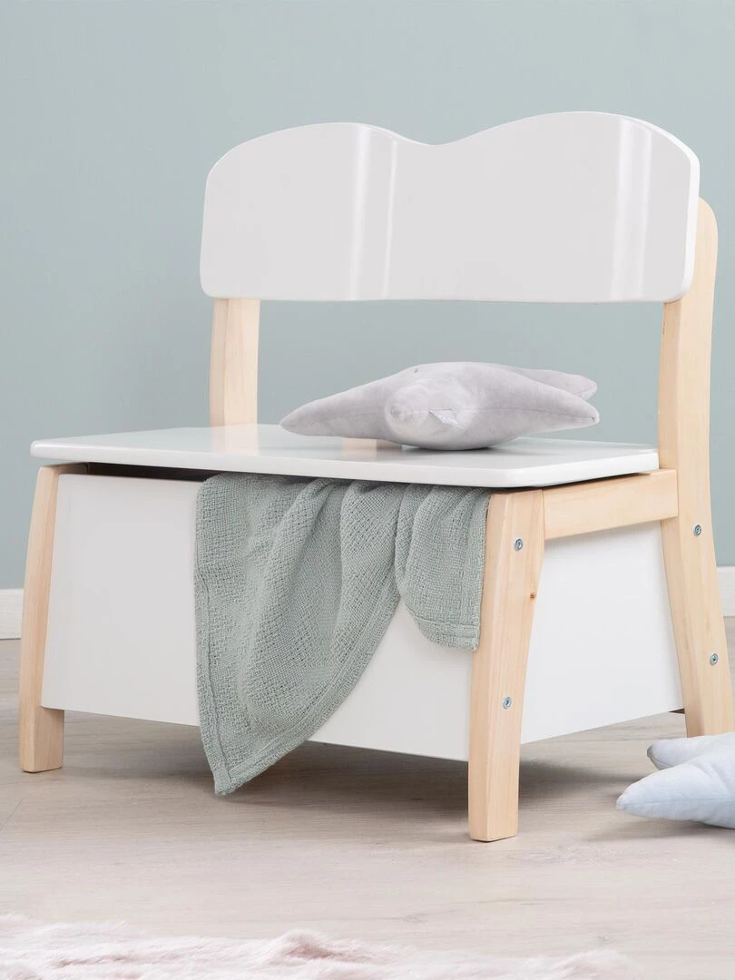 ROBA Coffre et Banc à Jouet en Bois Massif Dossier et Assise Laqués Blanc Blanc