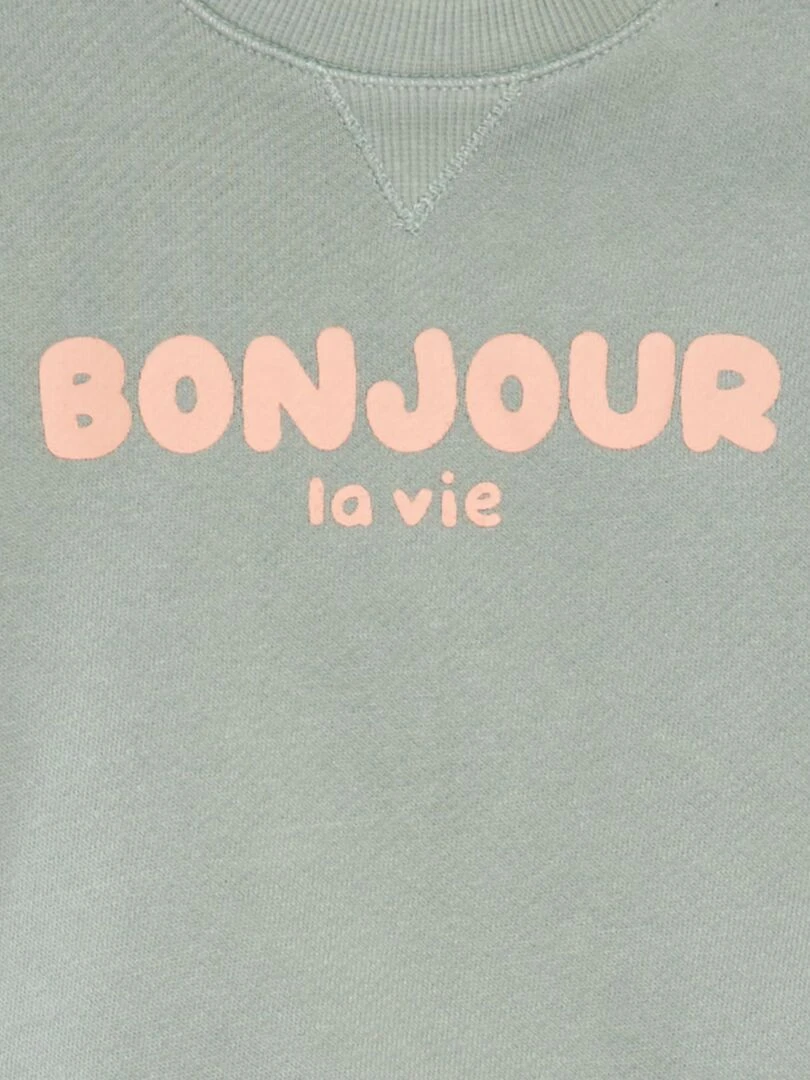 Sweat en french terry à message Vert