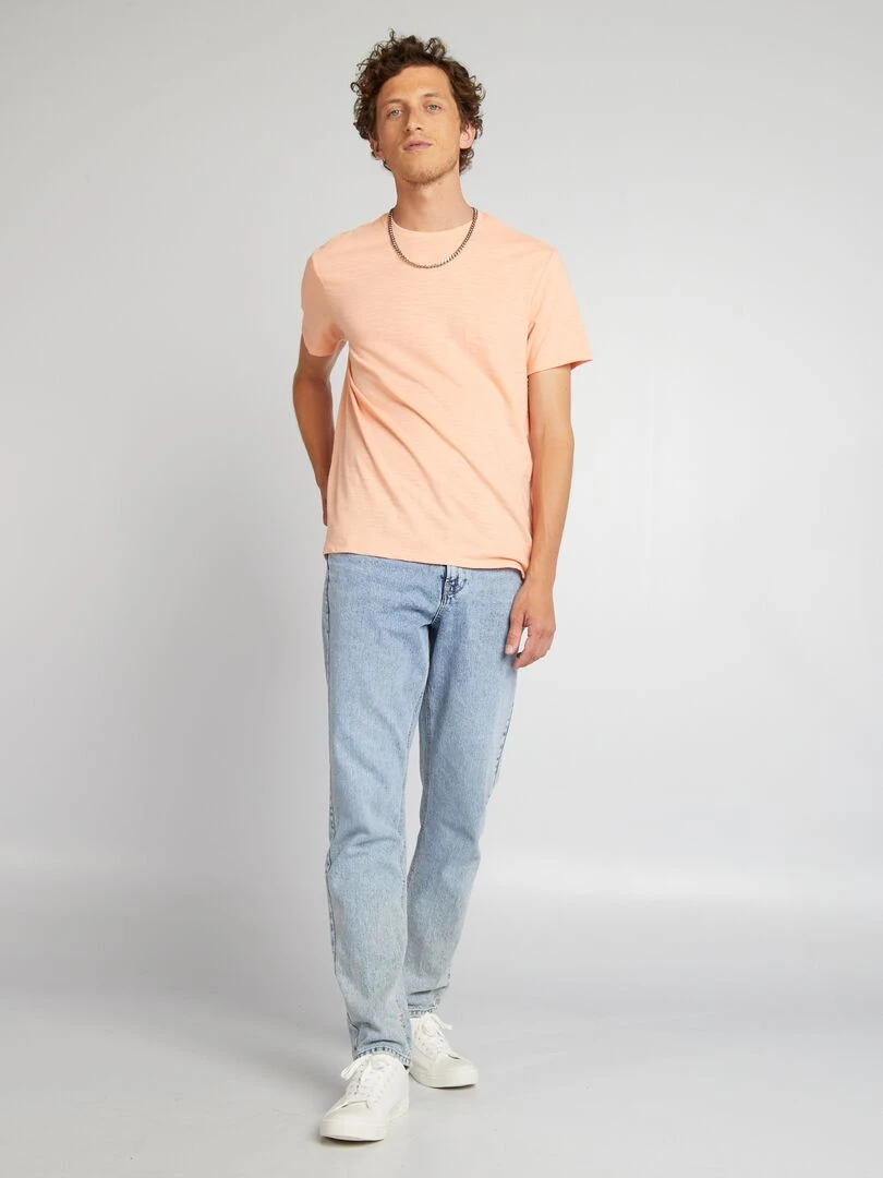 T shirt en jacquard à col rond Orange