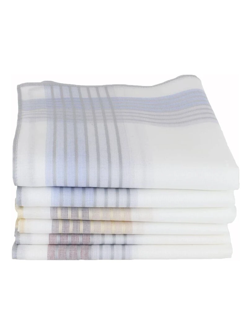 Lot de 6 mouchoirs 100% coton MARCEAU Multicolore