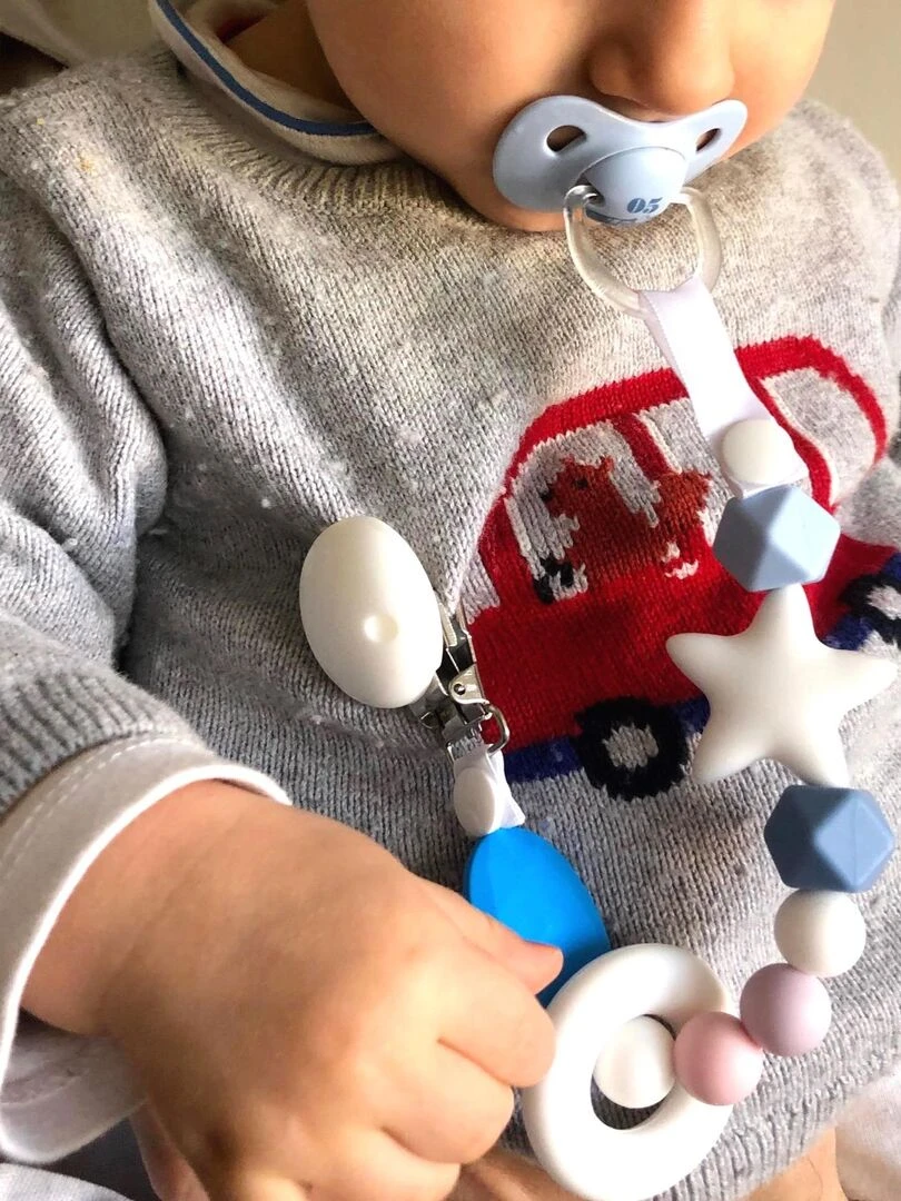 Accroche Tétine sans BPA Hochet Bleu   Bleu