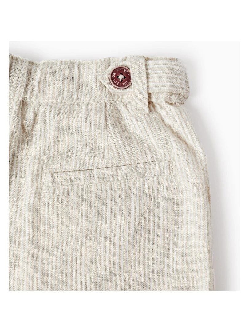 Shorts Chino à Rayures pour Garçon  CÉRÉMONIE   Beige clair