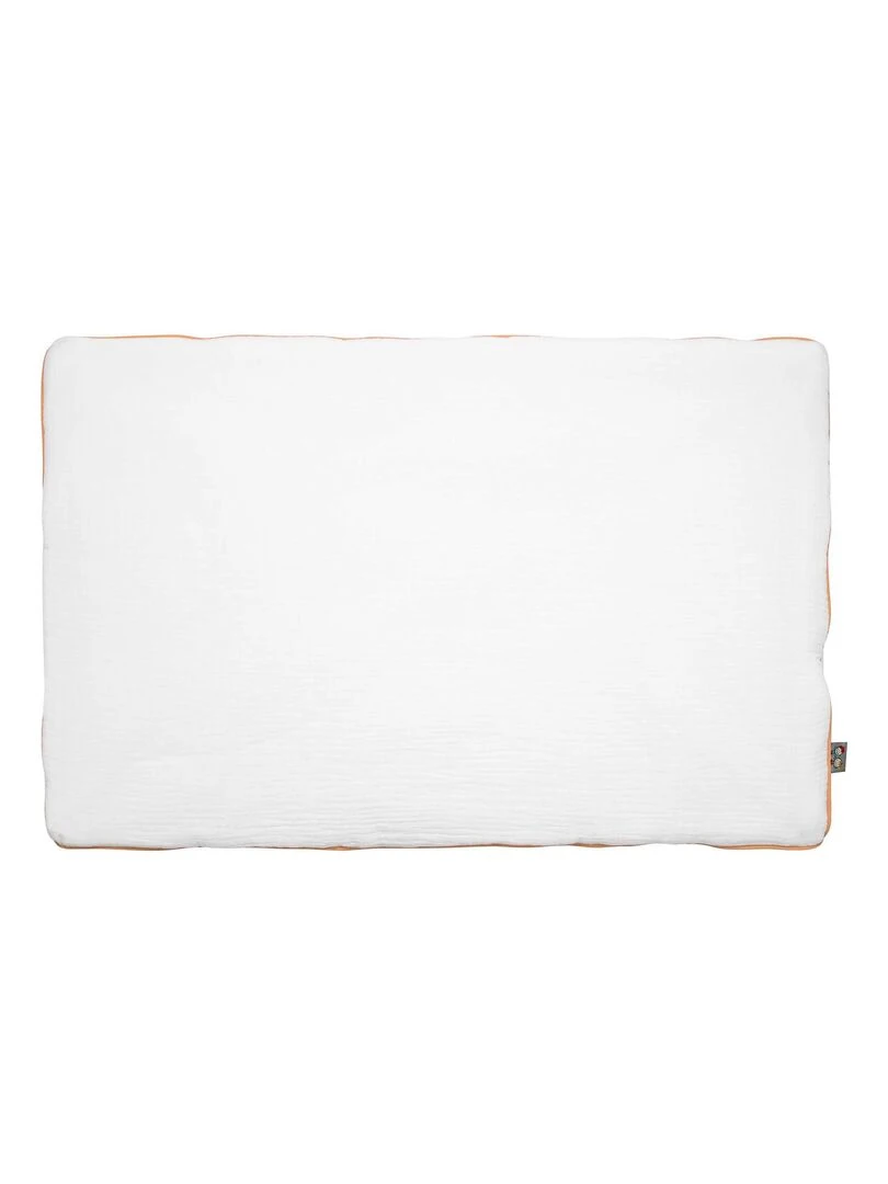 Oreiller plat réversible en gaze de coton  Bleuet   Blanc