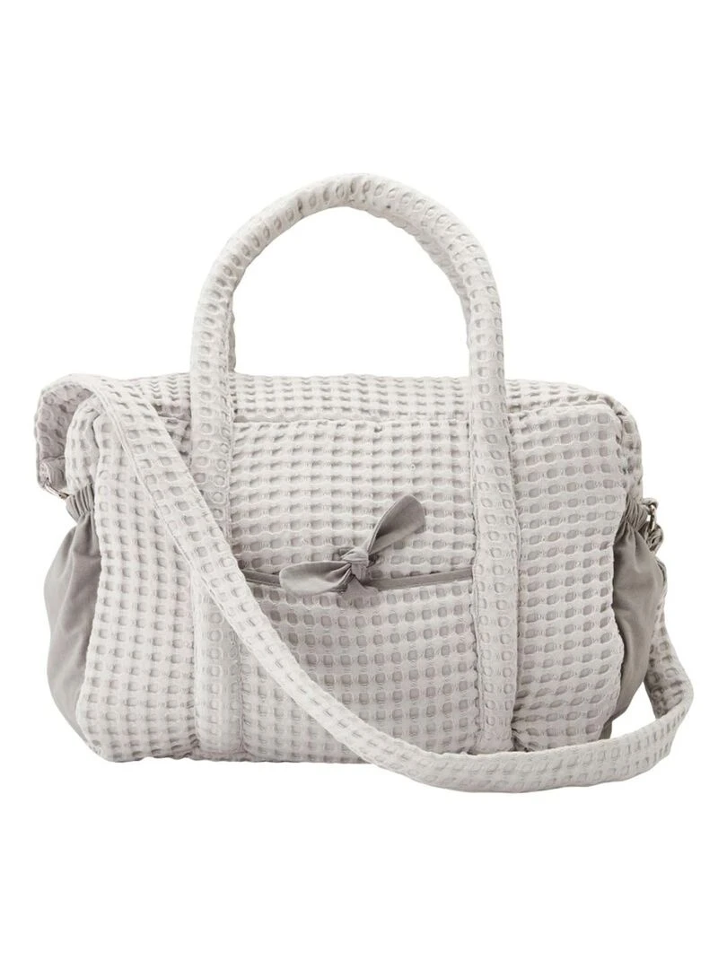 Sac à langer en coton gaufré Gris