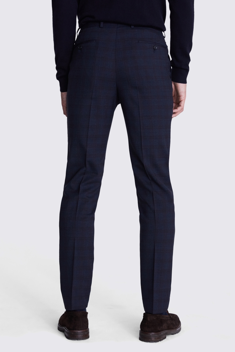 Tailored Fit Navy Check Trousers Buy Online at Moss
