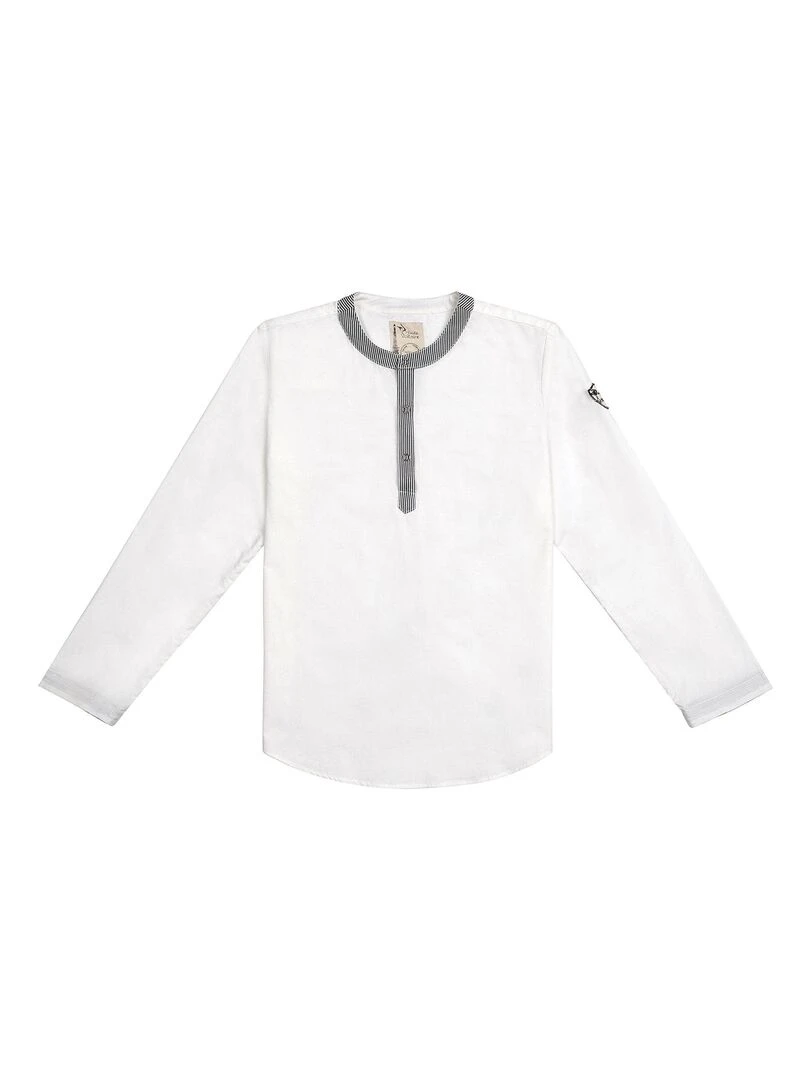 Chemise Blanche Col Mao pour Garçon  RIMBAUD   'LA FAUTE A VOLTAIRE'   Blanc