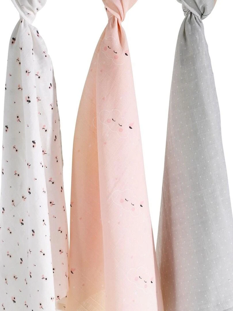 Langes  70x70cm en coton bio rose   SAUTHON   Rose