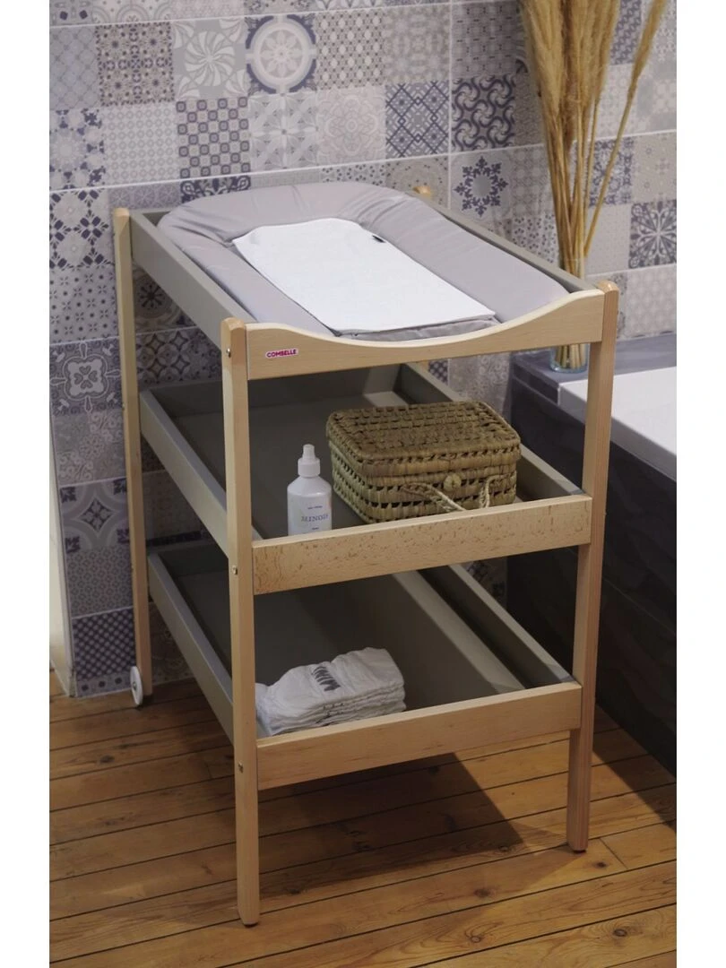 Candide   Matelas à langer PVC gris + 2 éponges pressionnées blanches   Gris
