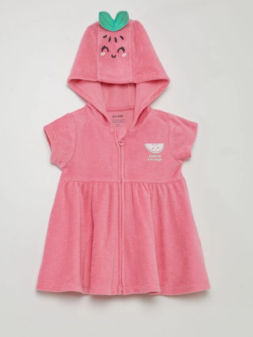 Robe à capuche effet éponge   Rose