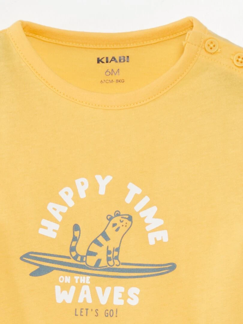 T shirt manches courtes imprimé Jaune