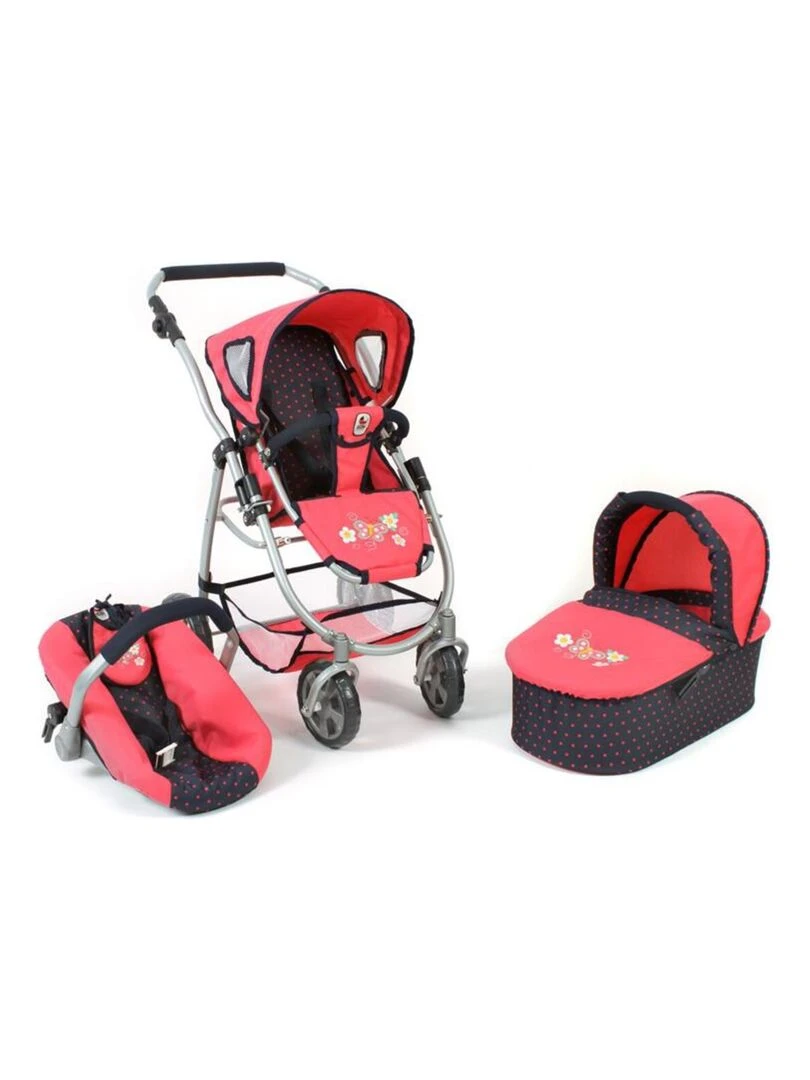 La poussette pour poupées combinée 3 en 1 EMOTION "ALL IN" Corail à pois N/A