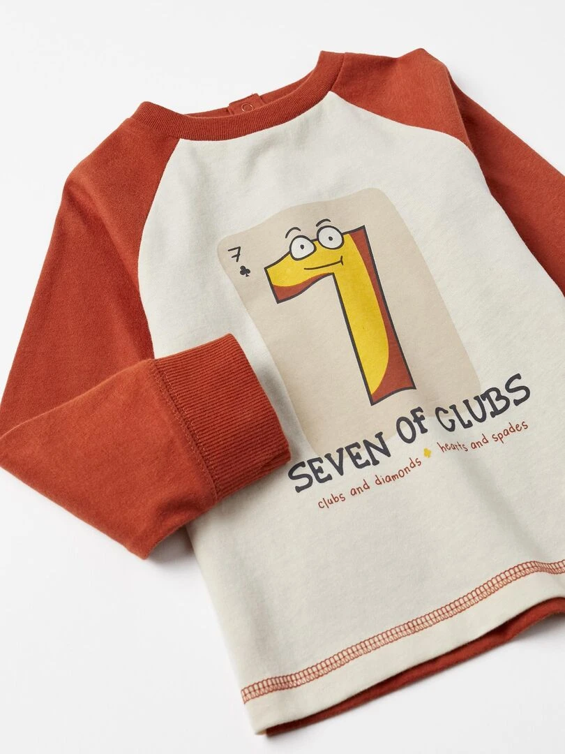 Cotton T Shirt for Baby Boys manches longues  ACE CLUBS   Orange clémentine