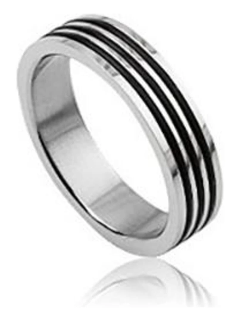 Bague anneau en acier pour homme Bijoucolor Argent