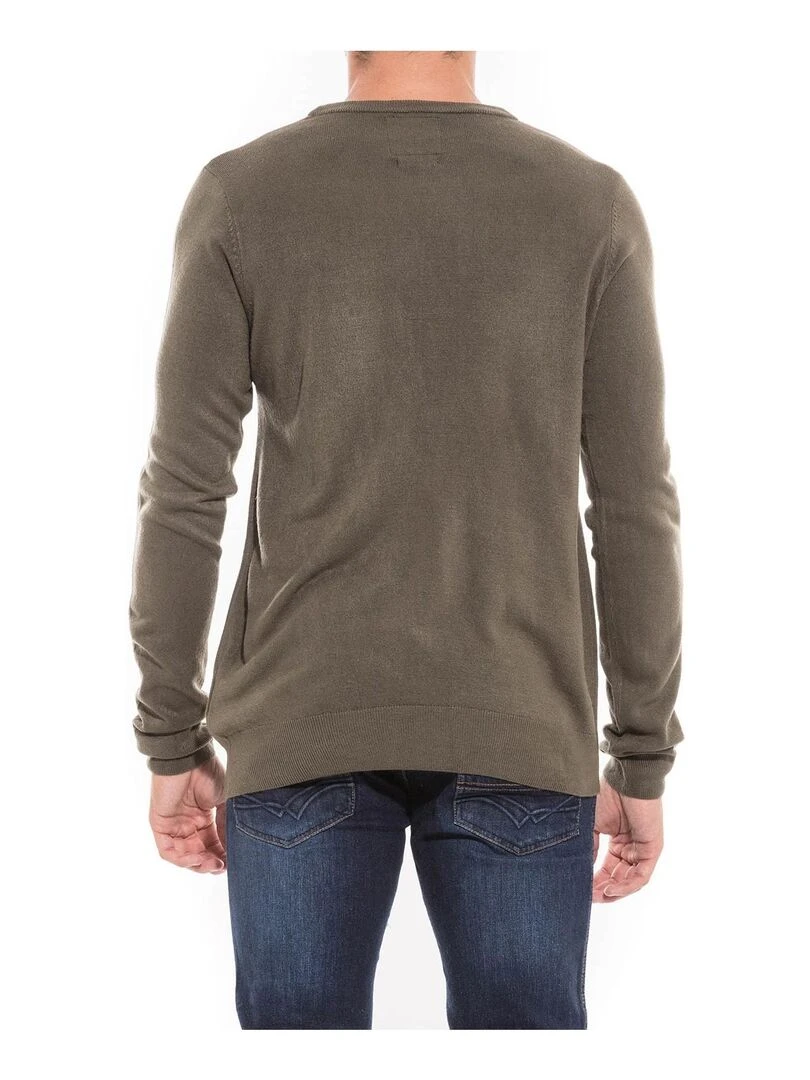 Pull col rond effet cachemire LANNIS Kaki