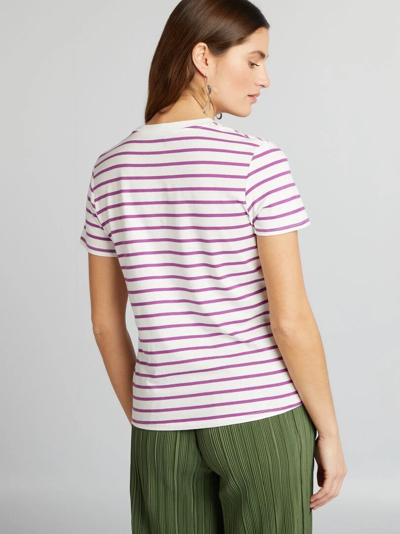 T shirt en jersey imprimé   Violet/blanc