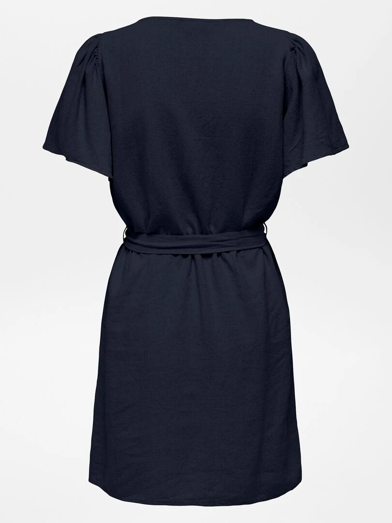 Robe ceinturée en lin 'JDY' Bleu