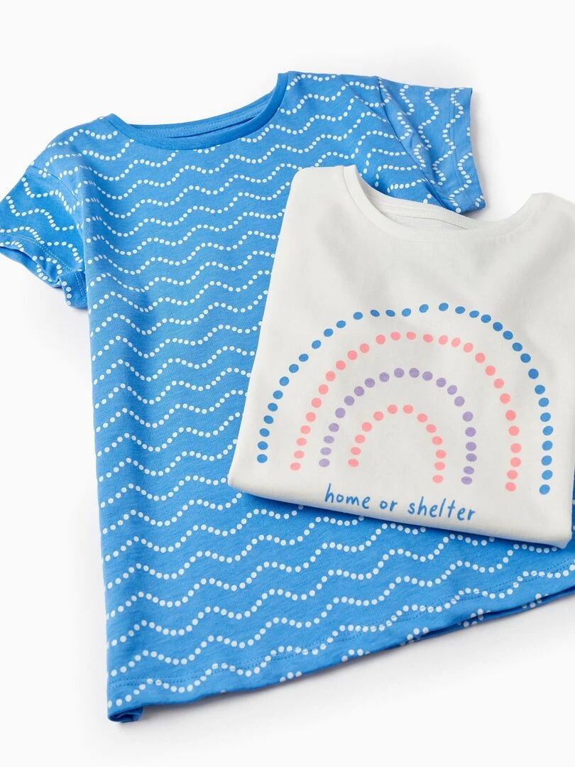 Pack 2 T Shirts En Coton Pour Fille 'Pois' manches courtes EXPLORING AUSTRALIA   Bleu foncé