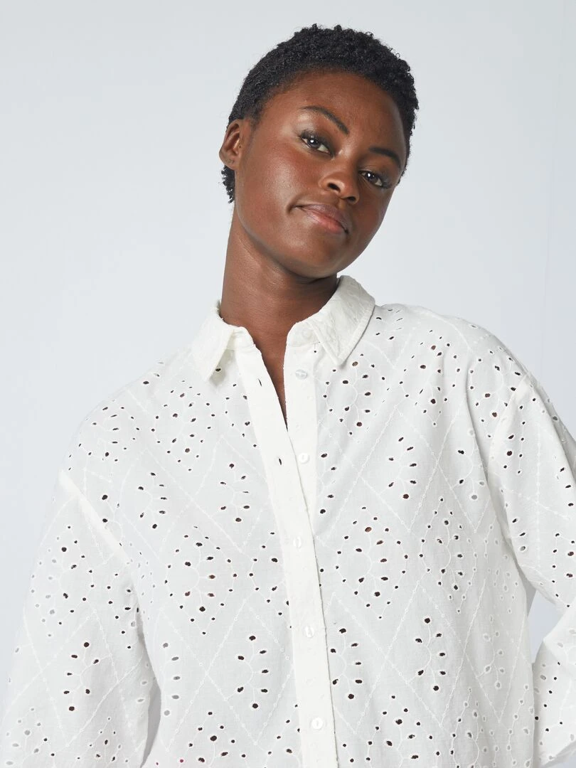 Chemise à broderies anglaises   Blanc
