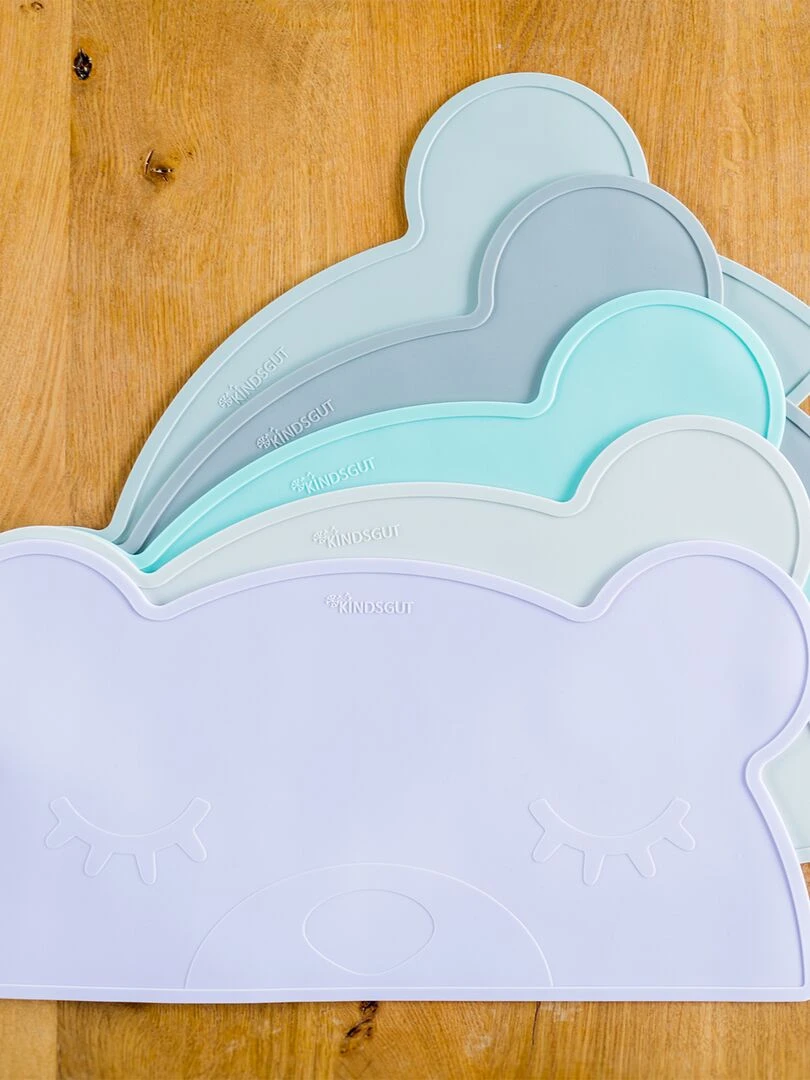 Set de table en forme d’ours en silicone   Bleu gris