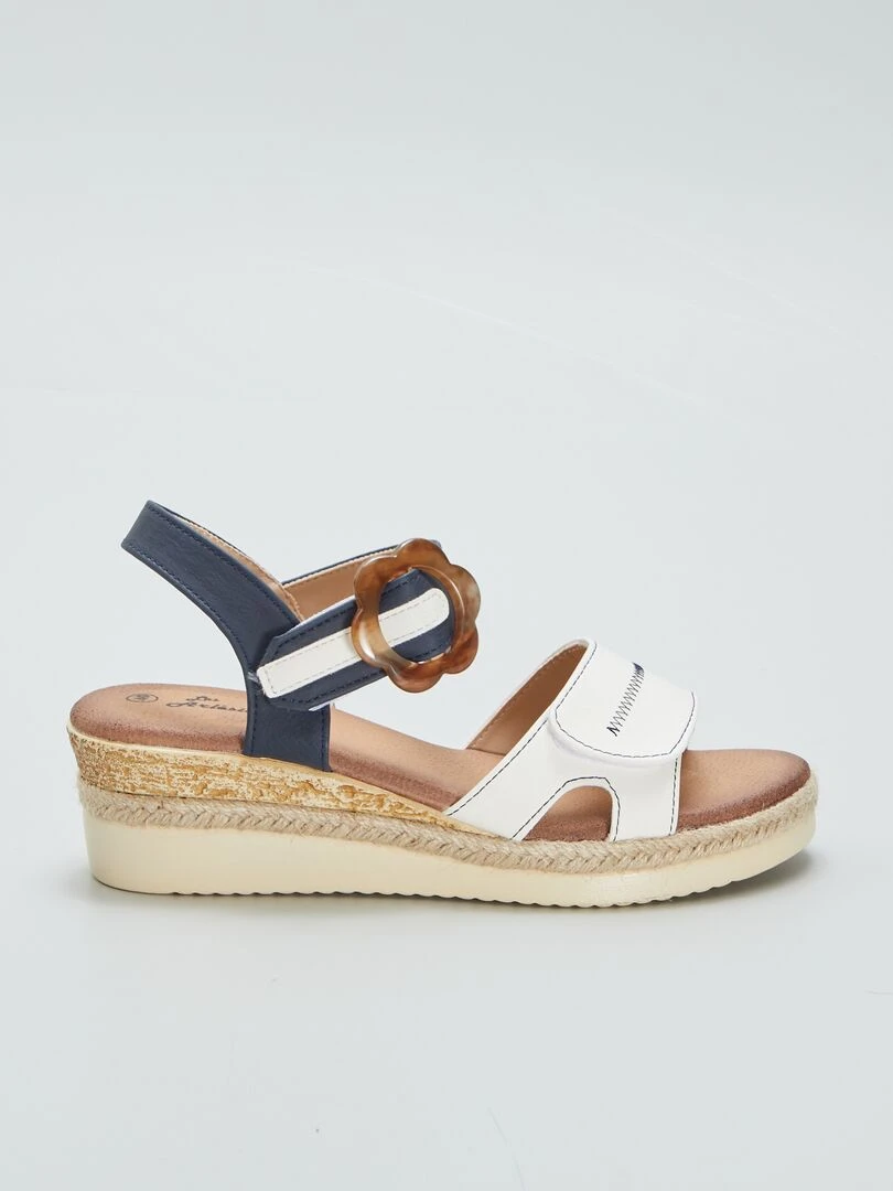 Sandales compensées avec brides à scratch Blanc