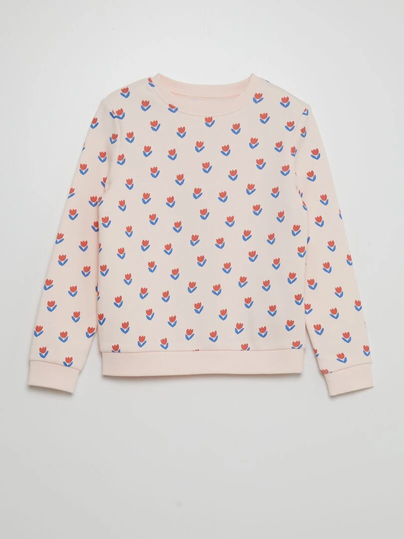 Sweat en molleton imprimé fantaisie ROSE