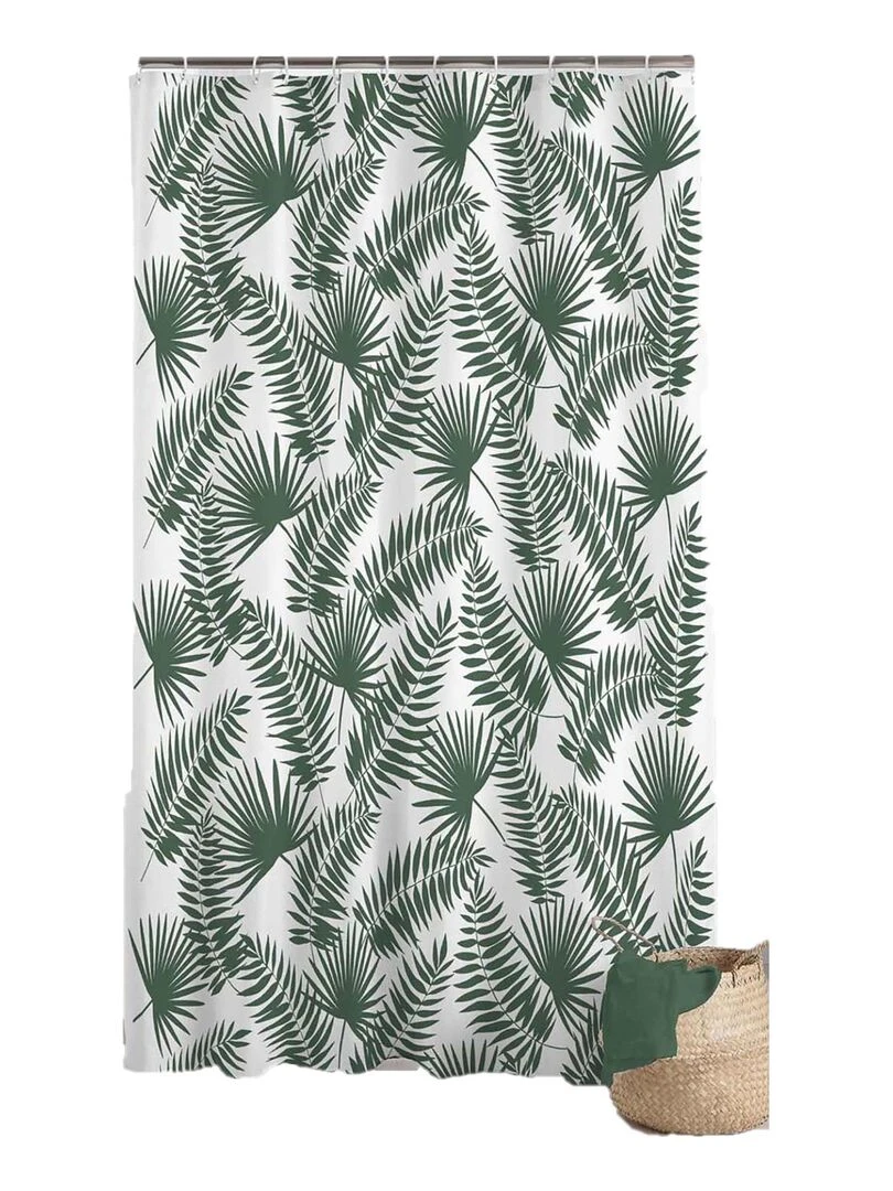 Rideau de douche Modele Feuilles Jungle Vert