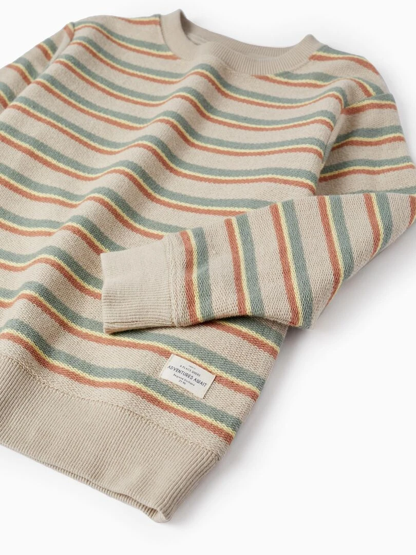 Pull en Maille à Rayures pour Garçon  SICILIAN DAYS   Gris clair