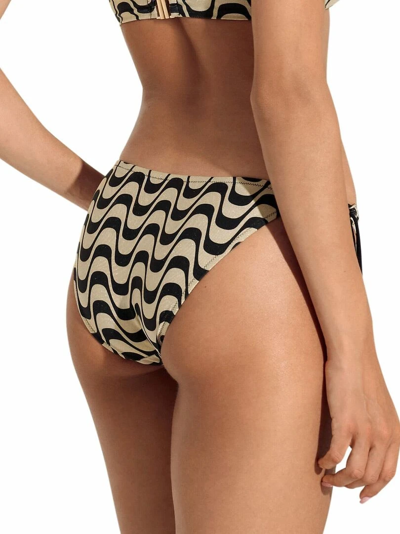 Bas maillot slip de bain taille basse à nouettes Iceland Noir