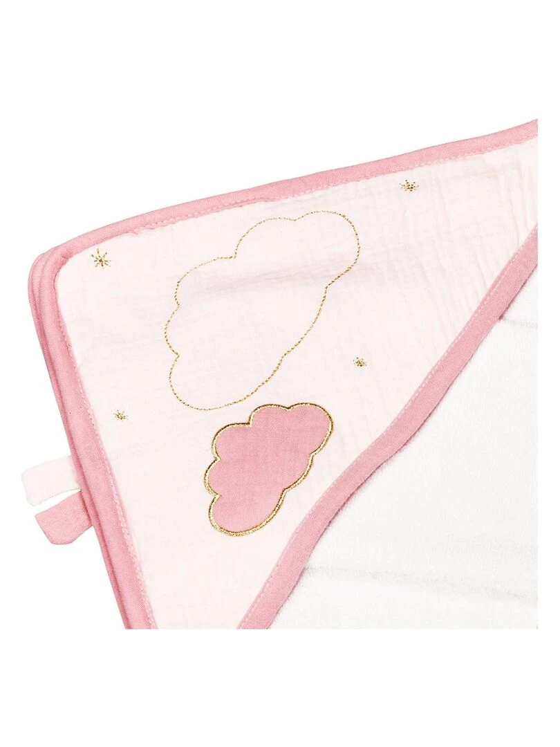 Cape de bain et gant en coton SAUTHON Blanc Rose