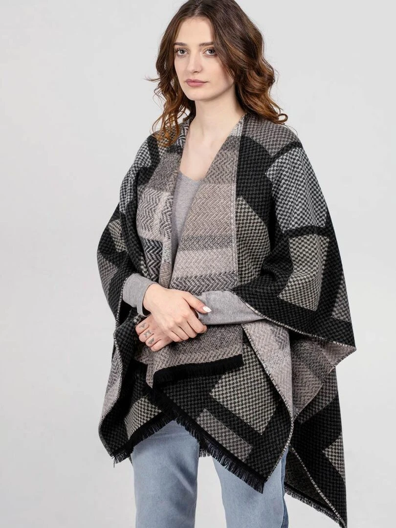 Poncho Agnella Fabriqué en France Gris
