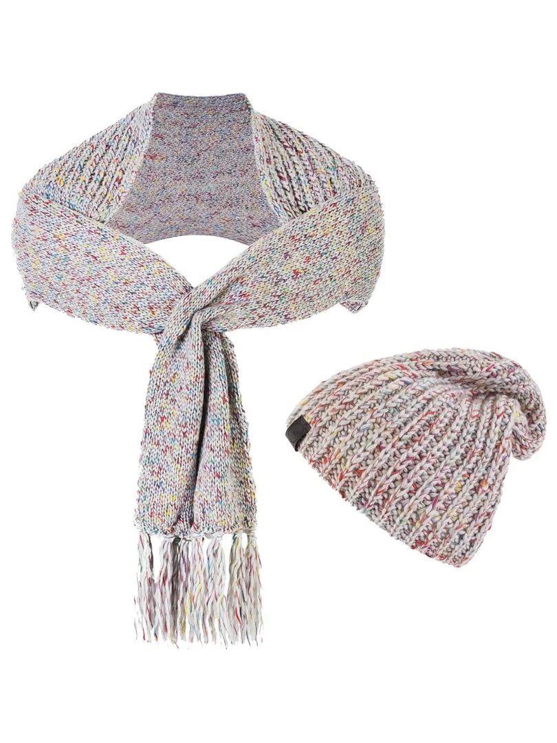 Ensemble Echarpe Bonnet Cabra Made in UE Multicolore
