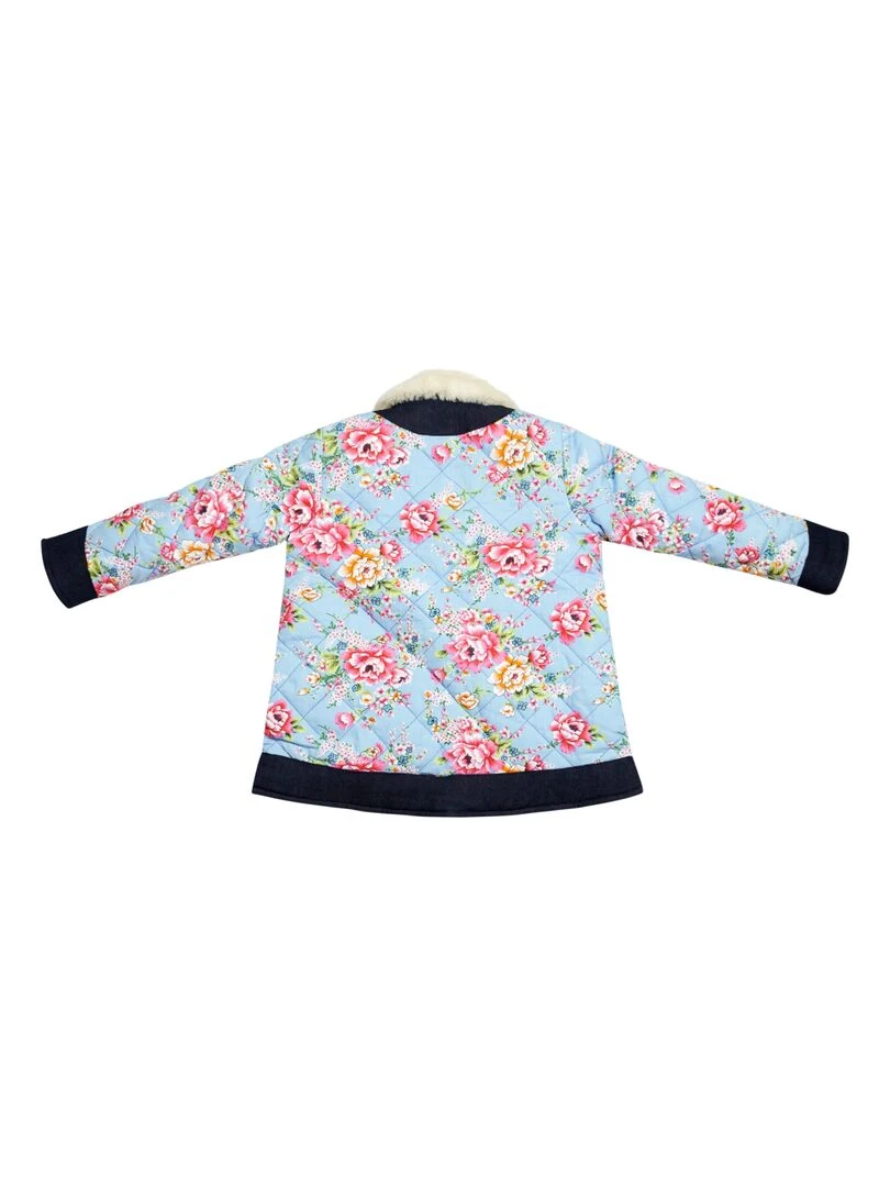 Kimono Court Fille  Fleuri Bleu Turquoise  CAPUCINE   'LA FAUTE A VOLTAIRE'   Bleu turquoise