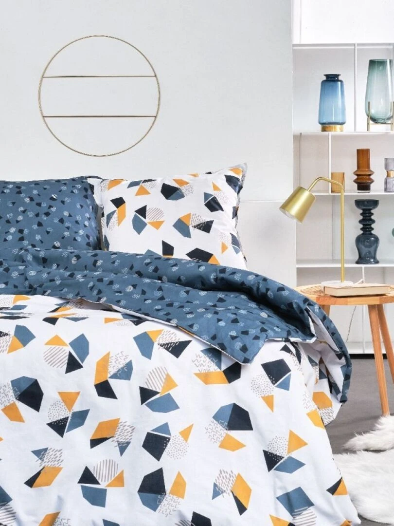 Housse de couette Sunshine 11.21 + taie(s) 100% coton 57 fils Bleu