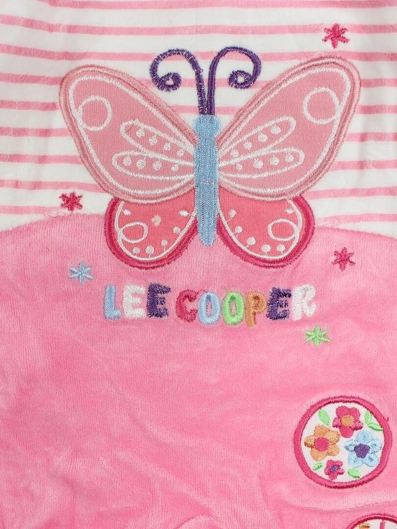 Lee Cooper   Grenouillere bébé fille imprimé Lee Cooper en coton   Rose