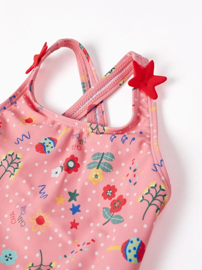 Maillot de Bain UPF80 avec Motif de Fleurs pour Fille  CUBA   Rose