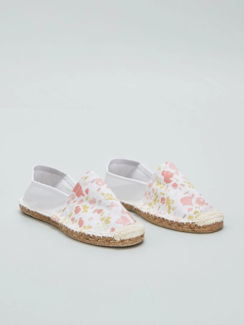 Espadrilles en corde imprimé fleuri Blanc/rose/jaune