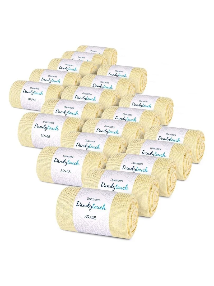 Chaussettes Jersey Coton Lot 20 Paires Fabrication UE Jaune paille