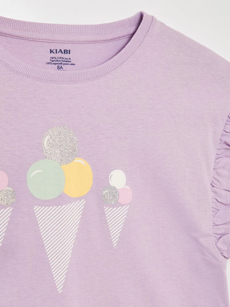 Top avec manches volantées Mauve