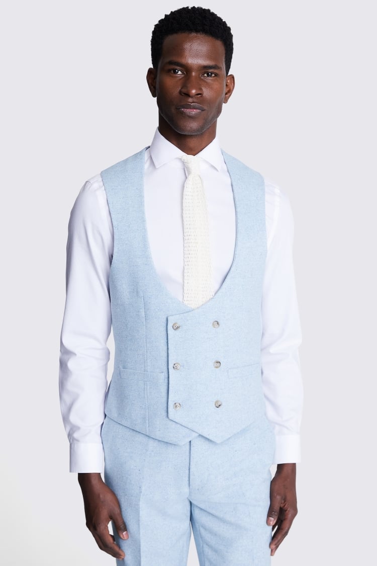 Slim Fit Light Blue Donegal Waistcoat Buy Online at Moss