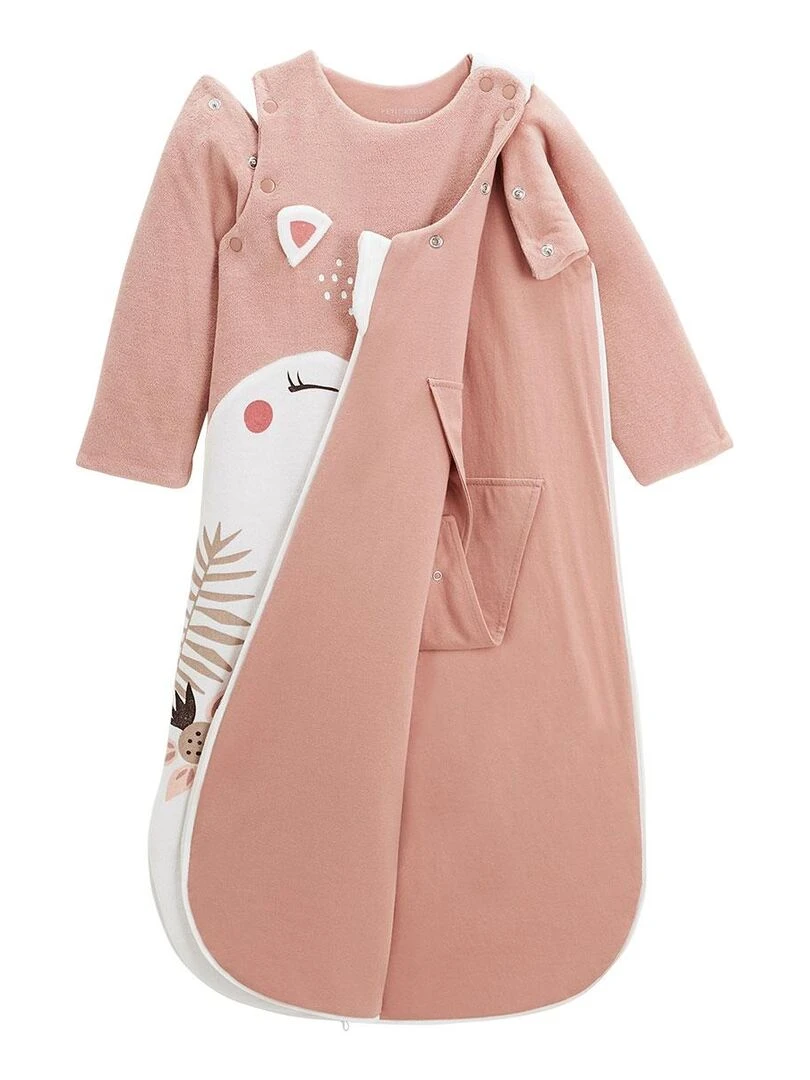 Gigoteuse d'hiver en velours avec manches amovibles Machu Picchu   Rose