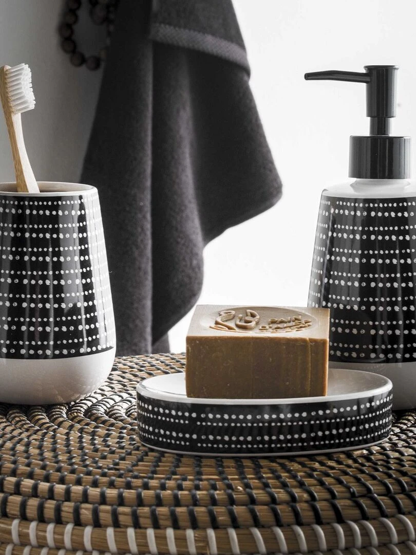 Guy Levasseur   Distributeur de savon en céramique à motifs   Noir