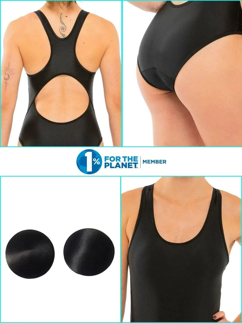 Maillot de Bain Menstruel   Dos nageur   Flux moyen   Lola   Noir