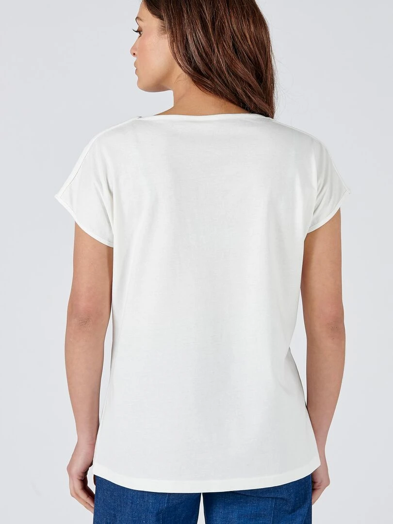 Tee shirt brodé coton biologique   Damart   Blanc