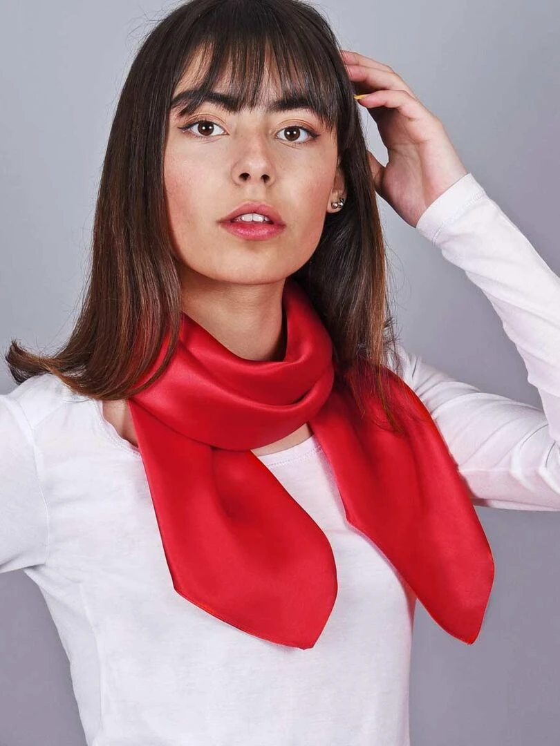 Carré de soie Premium Uni Rouge