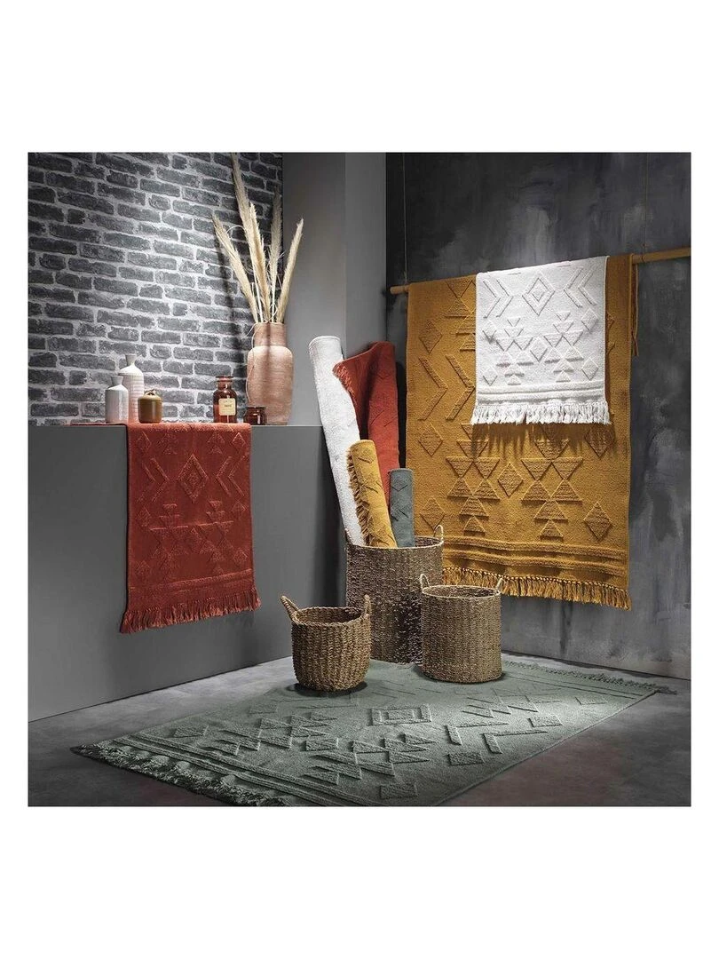 Tapis rectangle à franges Cilaos Kaki